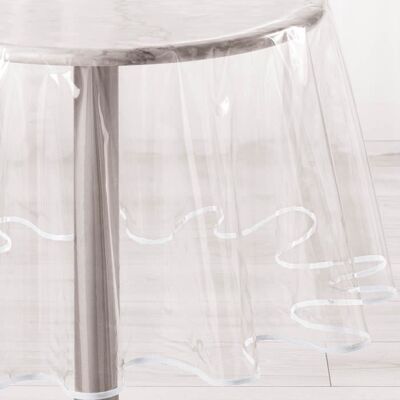 Cellfast Nappe Cristal Ronde - Décor Ligne - 180 X 180 Cm - Pvc Transparent - Biais Coloré - Lavable À La Main - Publicité Cellfast Nappe Cristal Ronde - Décor Ligne - 180 X 180 Cm - Pvc Transparent - Biais Coloré - Lavable À La Main - Publicité