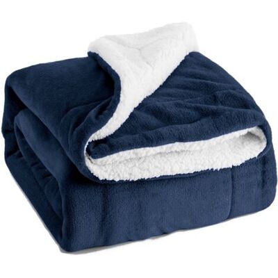 SCORPIO Plaid Polaire En Sherpa 150x200 Cm – Couverture Réversible Bleu Marine – Douce Flanelle Et Sherpa – Lavable En Machine Jusqu'à 40°c - Publicité SCORPIO Plaid Polaire En Sherpa 150x200 Cm – Couverture Réversible Bleu Marine – Douce Flanelle Et Sherpa – Lavable En Machine Jusqu'à 40°c - Publicité
