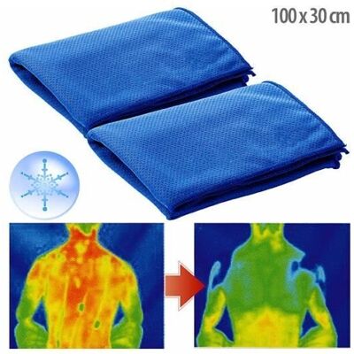 Cellfast Serviettes Rafraîchissantes - Pearl - Lot De 2 - Bleu - 100 X 30 Cm - Lavable - Anti-uv - Publicité Cellfast Serviettes Rafraîchissantes - Pearl - Lot De 2 - Bleu - 100 X 30 Cm - Lavable - Anti-uv - Publicité