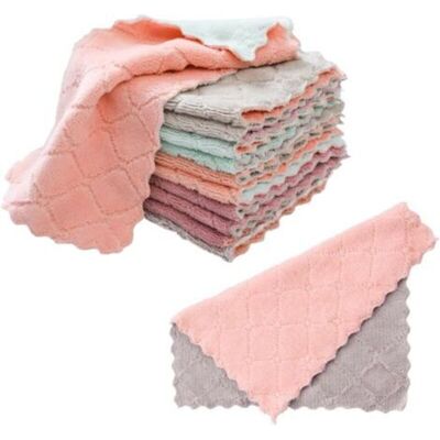 Vision Lot De 12 Torchons En Velours Corail, Chiffons En Microfibre, Lingettes Absorbantes Et Dégraissantes - Publicité Vision Lot De 12 Torchons En Velours Corail, Chiffons En Microfibre, Lingettes Absorbantes Et Dégraissantes - Publicité