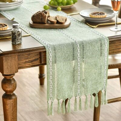 MOXIE Mode Chemin De Table À Pompons - Style Bohème - Décoration De Table Pour Fête, Anniversaire - 33 X 303 Cm - Publicité MOXIE Mode Chemin De Table À Pompons - Style Bohème - Décoration De Table Pour Fête, Anniversaire - 33 X 303 Cm - Publicité