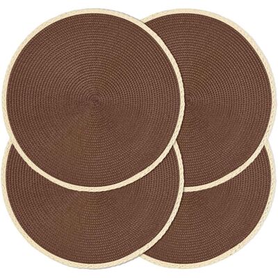 GRASSLIN Lot De 4 Sets De Table Ronds Tressés De 38,1 Cm, Antidérapants, Lavables À Bords Fins Pour Décoration De Table De Cuisine, Salle À Manger (marron Rouille)'bord Fin Beige, Marron Rouille 4 Pcs'bord Fin - Publicité GRASSLIN Lot De 4 Sets De Table Ronds Tressés De 38,1 Cm, Antidérapants, Lavables À Bords Fins Pour Décoration De Table De Cuisine, Salle À Manger (marron Rouille)'bord Fin Beige, Marron Rouille 4 Pcs'bord Fin - Publicité