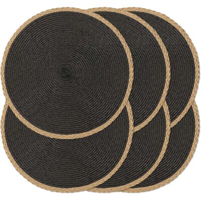 GRASSLIN Lot De 6 Sets De Table Ronds Tressés De 38,1 Cm, Antidérapants, Lavables À Bords Fins Pour Décoration De Table De Cuisine, Salle À Manger (noir, 6)'parent'bord Fin Marron, Noir'6 Pcs - Publicité GRASSLIN Lot De 6 Sets De Table Ronds Tressés De 38,1 Cm, Antidérapants, Lavables À Bords Fins Pour Décoration De Table De Cuisine, Salle À Manger (noir, 6)'parent'bord Fin Marron, Noir'6 Pcs - Publicité
