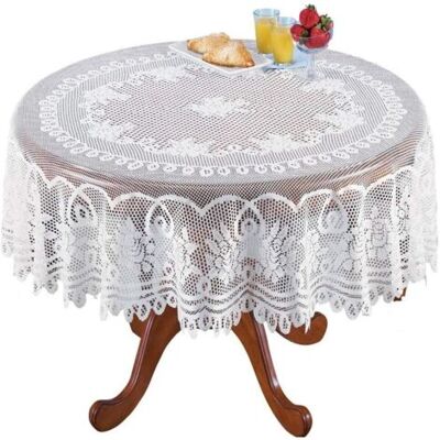SCORPIO Nappe Rectangulaire En Dentelle Blanche Vintage Pour Fête De Mariage Diamètre 180 Cm - Publicité SCORPIO Nappe Rectangulaire En Dentelle Blanche Vintage Pour Fête De Mariage Diamètre 180 Cm - Publicité