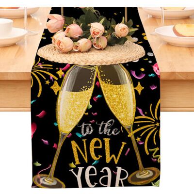 OEM Chemin De Table « Bonne Année », Nappe Noire Et Or À Pois Et Étoiles, Décoration Pour La Maison Et La Cuisine, Ambiance Champêtre, Linge De Table En Toile De Jute Pour Les Fêtes D'Hiver 2026 - Publicité OEM Chemin De Table « Bonne Année », Nappe Noire Et Or À Pois Et Étoiles, Décoration Pour La Maison Et La Cuisine, Ambiance Champêtre, Linge De Table En Toile De Jute Pour Les Fêtes D'Hiver 2026 - Publicité