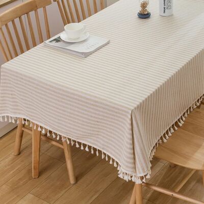 OEM Nappe Carrée 140x140cm, Nappes En Lin Nappes Boheme Nappe De Table Pour Décoration De Table À Manger De Cuisine (couleur Beige) - Publicité OEM Nappe Carrée 140x140cm, Nappes En Lin Nappes Boheme Nappe De Table Pour Décoration De Table À Manger De Cuisine (couleur Beige) - Publicité