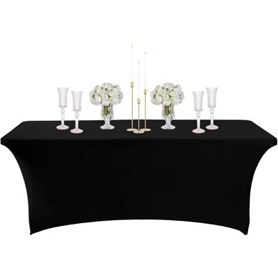 GRASSLIN 1 Nappe Rectangulaire,spandex Noir 183cm,anti Tache Imperméable,lavable Extensible,pour Mariage Fête Cuisine - Publicité GRASSLIN 1 Nappe Rectangulaire,spandex Noir 183cm,anti Tache Imperméable,lavable Extensible,pour Mariage Fête Cuisine - Publicité