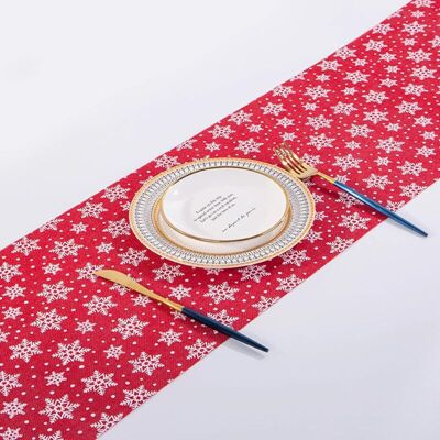 MOXIE Chemin De Table De Noël, Nappe De Noël Rouge Avec Motif De Flocon De Neige Blanc, Chemin De Table De Salle À Manger Décoratif De Noël (28 X 270cm) - Publicité MOXIE Chemin De Table De Noël, Nappe De Noël Rouge Avec Motif De Flocon De Neige Blanc, Chemin De Table De Salle À Manger Décoratif De Noël (28 X 270cm) - Publicité