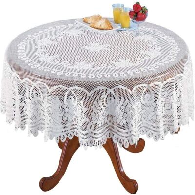 MOXIE Nappe Rectangulaire En Dentelle Blanche Vintage Pour Fête De Mariage Diamètre 180 Cm - Publicité MOXIE Nappe Rectangulaire En Dentelle Blanche Vintage Pour Fête De Mariage Diamètre 180 Cm - Publicité