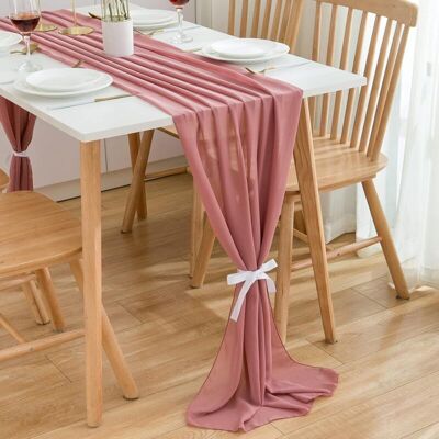 MOXIE Chemin De Table En Mousseline De Soie Décoration De Table De Mariage,rose Foncé,300 X 70 Cm - Publicité MOXIE Chemin De Table En Mousseline De Soie Décoration De Table De Mariage,rose Foncé,300 X 70 Cm - Publicité