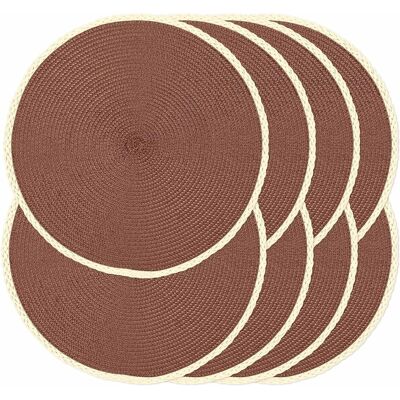 GRASSLIN Lot De 8 Sets De Table Tressés Ronds, 38,1 Cm - Sets De Table Tissés Pour Table De Cuisine Et De Salle À Manger, Antidérapants, Lavables, Bords Fins Pour Décor (marron Rouille, 8)'01 Châtain 8 Pcs'01 - Publicité GRASSLIN Lot De 8 Sets De Table Tressés Ronds, 38,1 Cm - Sets De Table Tissés Pour Table De Cuisine Et De Salle À Manger, Antidérapants, Lavables, Bords Fins Pour Décor (marron Rouille, 8)'01 Châtain 8 Pcs'01 - Publicité