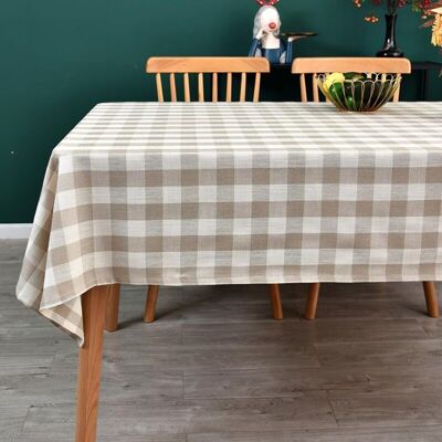 OEM Sabir Nappe Vichy Rectangulaire En Coton Mélangé, Nappe À Carreaux Lavable Pour Salle À Manger, Jardin, Fête, Maison (beige, 140 X 180 Cm) - Publicité OEM Sabir Nappe Vichy Rectangulaire En Coton Mélangé, Nappe À Carreaux Lavable Pour Salle À Manger, Jardin, Fête, Maison (beige, 140 X 180 Cm) - Publicité