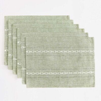 ABYSSE Sets De Table En Coton Et Lin, 30 X 45 Cm, Lot De 6, Ourlets Rustiques Pour Table De Cuisine, Résistants À La Chaleur, Vert Sauge - Publicité ABYSSE Sets De Table En Coton Et Lin, 30 X 45 Cm, Lot De 6, Ourlets Rustiques Pour Table De Cuisine, Résistants À La Chaleur, Vert Sauge - Publicité