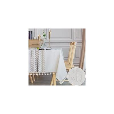 OEM Nappe Imperméable Rectangulaire Table Cloth Coton Lin 140x180 Cm Tassel Nappe Elegante Tablecloth Rectangle Pour Table De Cuisine Decoration - Publicité OEM Nappe Imperméable Rectangulaire Table Cloth Coton Lin 140x180 Cm Tassel Nappe Elegante Tablecloth Rectangle Pour Table De Cuisine Decoration - Publicité