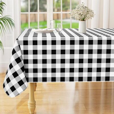SANS MARQUE Nappe Rectangulaire Imperméable, Lavable, Idéale Pour Le Dîner, La Cuisine, L'Extérieur, 137 X 220 Cm, Noir Et Blanc - Publicité SANS MARQUE Nappe Rectangulaire Imperméable, Lavable, Idéale Pour Le Dîner, La Cuisine, L'Extérieur, 137 X 220 Cm, Noir Et Blanc - Publicité