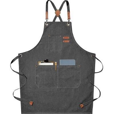 ABYSSE Tablier De Chef En Tissu À Mailles Croisées Avec Poches Pour Hommes Et Femmes – Gris - Publicité ABYSSE Tablier De Chef En Tissu À Mailles Croisées Avec Poches Pour Hommes Et Femmes – Gris - Publicité