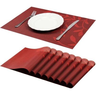 ABYSSE Lot De 8 Sets De Table Antidérapant Lavable En Pvc Résistant À La Chaleur Sets De Table Pour Table De Salle À Manger Rouge 45×30 Cm - Publicité ABYSSE Lot De 8 Sets De Table Antidérapant Lavable En Pvc Résistant À La Chaleur Sets De Table Pour Table De Salle À Manger Rouge 45×30 Cm - Publicité