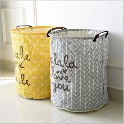 Cellfast Lot De 2 Paniers À Linge - Tissu De Coton - 40 X 50 Cm - Jaune Et Gris - Publicité Cellfast Lot De 2 Paniers À Linge - Tissu De Coton - 40 X 50 Cm - Jaune Et Gris - Publicité