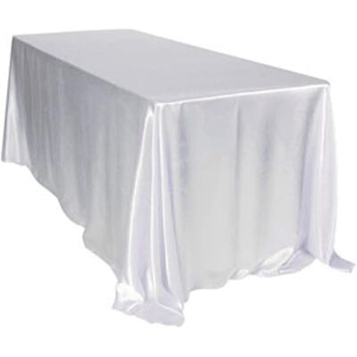 GRASSLIN 1 Nappe Satin 228x335cm Rectangulaire Blanc Polyester Pour Mariage Fête - Publicité GRASSLIN 1 Nappe Satin 228x335cm Rectangulaire Blanc Polyester Pour Mariage Fête - Publicité