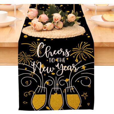 OEM Chemin De Table « Bonne Année », Nappe Noire Et Or À Pois Et Étoiles, Décoration Pour La Maison Et La Cuisine, Ambiance Champêtre, Linge De Table En Toile De Jute Pour Les Fêtes D'Hiver 2026 - Publicité OEM Chemin De Table « Bonne Année », Nappe Noire Et Or À Pois Et Étoiles, Décoration Pour La Maison Et La Cuisine, Ambiance Champêtre, Linge De Table En Toile De Jute Pour Les Fêtes D'Hiver 2026 - Publicité