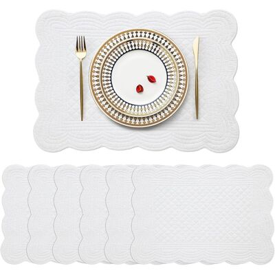GRASSLIN Lot De 6 Sets De Table Matelassés, 100 % Coton, Style Ferme, Réversible, Rectangulaire Avec Bords Festonnés, Pour Cuisine, Dîner, Fête, Vacances, Blanc, 33 X 45,7 Cm, Lavables En Machine'parent'blanc' - Publicité GRASSLIN Lot De 6 Sets De Table Matelassés, 100 % Coton, Style Ferme, Réversible, Rectangulaire Avec Bords Festonnés, Pour Cuisine, Dîner, Fête, Vacances, Blanc, 33 X 45,7 Cm, Lavables En Machine'parent'blanc' - Publicité