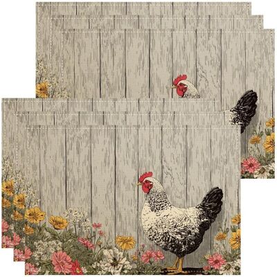 GRASSLIN Lot De 6 Sets De Table Rustiques En Forme De Poule - Motif Floral Rustique - Pour Table À Manger - Antidérapants - Lavables - Pour Intérieur Et Extérieur'parent'multicolore'18x12 Inch (6pcs) - Publicité GRASSLIN Lot De 6 Sets De Table Rustiques En Forme De Poule - Motif Floral Rustique - Pour Table À Manger - Antidérapants - Lavables - Pour Intérieur Et Extérieur'parent'multicolore'18x12 Inch (6pcs) - Publicité