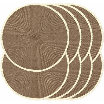GRASSLIN Lot De 8 Sets De Table Ronds Tressés, 38,1 Cm, Sets De Table Tissés Pour Table De Cuisine/salle À Manger, Antidérapants, Lavables, Bords Fins (marron, 8)'01 Marron Café 8 Pcs'01 Marron Café'8 Pcs - Publicité GRASSLIN Lot De 8 Sets De Table Ronds Tressés, 38,1 Cm, Sets De Table Tissés Pour Table De Cuisine/salle À Manger, Antidérapants, Lavables, Bords Fins (marron, 8)'01 Marron Café 8 Pcs'01 Marron Café'8 Pcs - Publicité