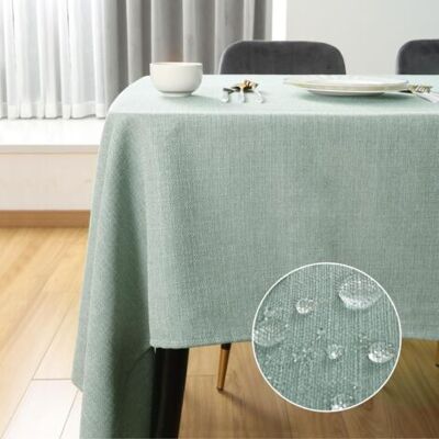 ABYSSE Nappe Rectangulaire Antitache Et Imperméable, Lavable En Machine, Aspect Lin, Idéale Pour La Maison, Le Restaurant, Le Café Et L'Hôtel - 140 X 140 Cm, Vert Clair - Publicité ABYSSE Nappe Rectangulaire Antitache Et Imperméable, Lavable En Machine, Aspect Lin, Idéale Pour La Maison, Le Restaurant, Le Café Et L'Hôtel - 140 X 140 Cm, Vert Clair - Publicité