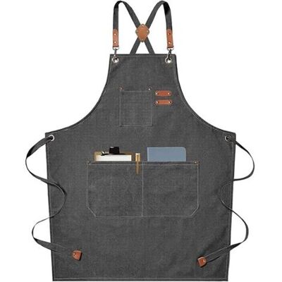 ABYSSE Tablier De Chef En Toile Croisée Avec Poches Pour Homme Et Femme-gris - Publicité ABYSSE Tablier De Chef En Toile Croisée Avec Poches Pour Homme Et Femme-gris - Publicité