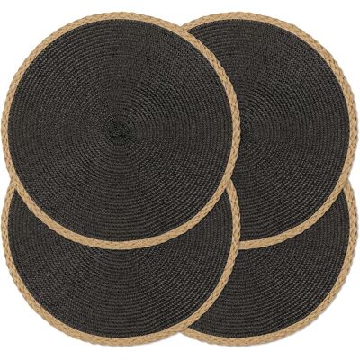 GRASSLIN Lot De 4 Sets De Table Ronds Tressés De 38,1 Cm, Lavables, Faciles À Nettoyer, Résistants À La Chaleur, Décoration Pour Fêtes De Vacances, Intérieur Ou Extérieur, Usage Quotidien (bord'02 Bord Fin Noi - Publicité GRASSLIN Lot De 4 Sets De Table Ronds Tressés De 38,1 Cm, Lavables, Faciles À Nettoyer, Résistants À La Chaleur, Décoration Pour Fêtes De Vacances, Intérieur Ou Extérieur, Usage Quotidien (bord'02 Bord Fin Noi - Publicité
