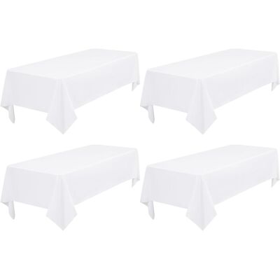 GRASSLIN Lot De 4 Nappes, Rectangulaire, Polyester, 153x260 Cm, Blanche, Résistante, Mariage - Publicité GRASSLIN Lot De 4 Nappes, Rectangulaire, Polyester, 153x260 Cm, Blanche, Résistante, Mariage - Publicité