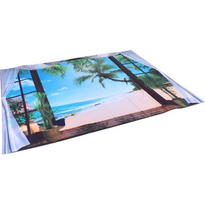 MCKENSA Tapisserie Murale À Motif Paysage De Plage Avec Fenêtre, Pour Salon Ou Chambre, 230 X 180 Cm - Publicité MCKENSA Tapisserie Murale À Motif Paysage De Plage Avec Fenêtre, Pour Salon Ou Chambre, 230 X 180 Cm - Publicité