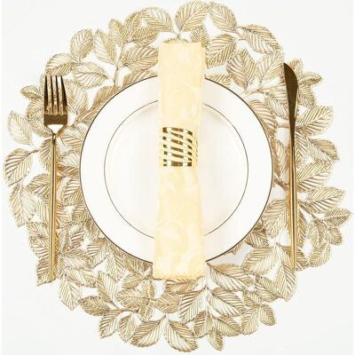 Vision Lot De 6 Sets De Table Ronds Avec Motif Feuilles Dorées - Antidérapants Et Faciles À Nettoyer - Idéaux Pour Les Dîners, Les Fêtes Et Les Mariages. Publicité Vision Lot De 6 Sets De Table Ronds Avec Motif Feuilles Dorées - Antidérapants Et Faciles À Nettoyer - Idéaux Pour Les Dîners, Les Fêtes Et Les Mariages. Publicité