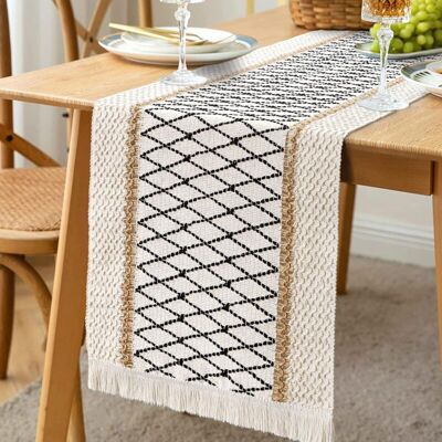 MOXIE Chemin De Table En Macramé - Style Bohème - Avec Pompons - En Coton Et Toile De Jute Tissé À La Main - Style Rustique - Pour La Cuisine Et La Salle À Manger(30180cm) - Publicité MOXIE Chemin De Table En Macramé - Style Bohème - Avec Pompons - En Coton Et Toile De Jute Tissé À La Main - Style Rustique - Pour La Cuisine Et La Salle À Manger(30180cm) - Publicité