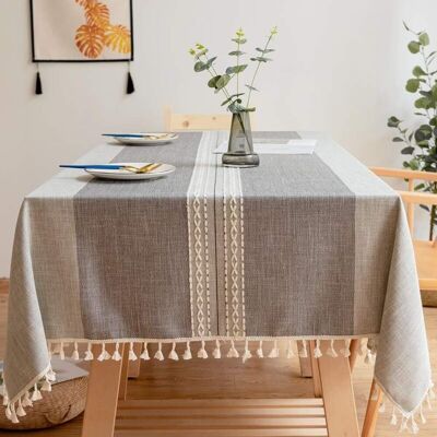 OEM Nappe Rectangulaire Anti Tache Lavable Nappe De Table Coton Lin Nappe Brodé Gland Nappes Pour Cuisine Table À Manger Décoration De Buffet (140x180cm) - Publicité OEM Nappe Rectangulaire Anti Tache Lavable Nappe De Table Coton Lin Nappe Brodé Gland Nappes Pour Cuisine Table À Manger Décoration De Buffet (140x180cm) - Publicité