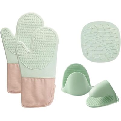 MOXIE Gants De Four Gants De Cuisine Silicone Résistant À Chaleur Et Antidérapant Gants De Barbecue Coton Doublure Gant Four Pour Bbq, Cuisiner, Cuire, Micro-ondes(vert) - Publicité MOXIE Gants De Four Gants De Cuisine Silicone Résistant À Chaleur Et Antidérapant Gants De Barbecue Coton Doublure Gant Four Pour Bbq, Cuisiner, Cuire, Micro-ondes(vert) - Publicité