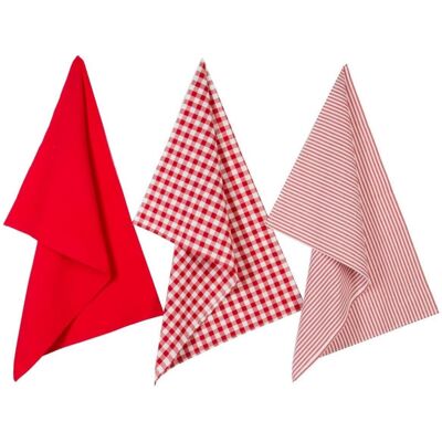 ATMOSPHERA Lot De 3 Torchons 45 X 70 Cm 100% Coton - Rouge - Rouge - - Publicité ATMOSPHERA Lot De 3 Torchons 45 X 70 Cm 100% Coton - Rouge - Rouge - - Publicité