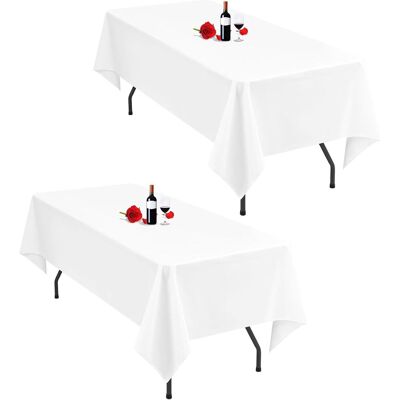 OEM Paquet De 2 Nappes Blanches 153x260 Cm Nappes Rectangulaires Nappe Blanche Pour Table De 6 Pieds Nappes En Tissu Polyester Lavables Rectangulaires Pour Banquet De Fête De Mariage - Publicité OEM Paquet De 2 Nappes Blanches 153x260 Cm Nappes Rectangulaires Nappe Blanche Pour Table De 6 Pieds Nappes En Tissu Polyester Lavables Rectangulaires Pour Banquet De Fête De Mariage - Publicité