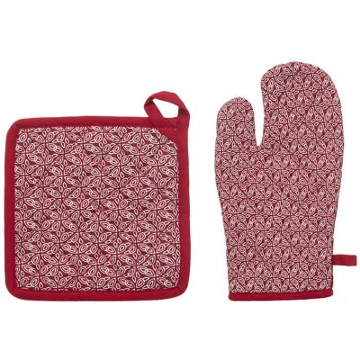 ATMOSPHERA Gant + Manique Imprimés 100% Coton - Rouge - Rouge - - Publicité ATMOSPHERA Gant + Manique Imprimés 100% Coton - Rouge - Rouge - - Publicité