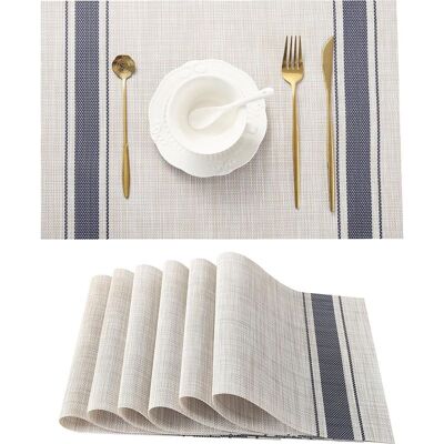 Vision Sets De Table Kaki-bleu, Antidérapants Et Résistants À La Chaleur, Lavables Et Durables En Vinyle Pvc Tissé (lot De 6) - Publicité Vision Sets De Table Kaki-bleu, Antidérapants Et Résistants À La Chaleur, Lavables Et Durables En Vinyle Pvc Tissé (lot De 6) - Publicité