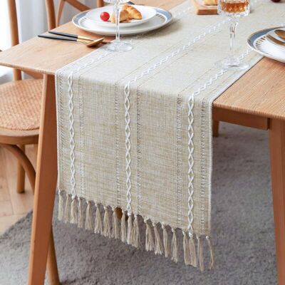 MOXIE Chemin De Table En Lin Rustique Avec Pompon Fait À La Main, Style Ferme, 183 Cm De Long, Pour Décoration De Fête Et De Salle À Manger, 33 X 183 Cm (marron, 183 X 33 Cm) - Publicité MOXIE Chemin De Table En Lin Rustique Avec Pompon Fait À La Main, Style Ferme, 183 Cm De Long, Pour Décoration De Fête Et De Salle À Manger, 33 X 183 Cm (marron, 183 X 33 Cm) - Publicité