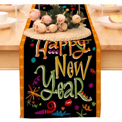 OEM Chemin De Table « Bonne Année », Nappe Noire Et Or À Pois Et Étoiles, Décoration Pour La Maison Et La Cuisine, Ambiance Champêtre, Linge De Table En Toile De Jute Pour Les Fêtes D'Hiver 2026 - Publicité OEM Chemin De Table « Bonne Année », Nappe Noire Et Or À Pois Et Étoiles, Décoration Pour La Maison Et La Cuisine, Ambiance Champêtre, Linge De Table En Toile De Jute Pour Les Fêtes D'Hiver 2026 - Publicité