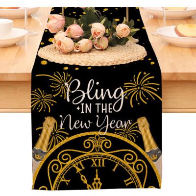 OEM Chemin De Table « Bonne Année », Nappe Noire Et Or À Pois Et Étoiles, Décoration Pour La Maison Et La Cuisine, Ambiance Champêtre, Linge De Table En Toile De Jute Pour Les Fêtes D'Hiver 2026 - Publicité OEM Chemin De Table « Bonne Année », Nappe Noire Et Or À Pois Et Étoiles, Décoration Pour La Maison Et La Cuisine, Ambiance Champêtre, Linge De Table En Toile De Jute Pour Les Fêtes D'Hiver 2026 - Publicité