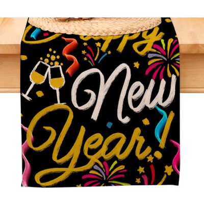 OEM Chemin De Table « Bonne Année », Nappe Noire Et Or À Pois Et Étoiles, Décoration Pour La Maison Et La Cuisine, Ambiance Champêtre, Linge De Table En Toile De Jute Pour Les Fêtes D'Hiver 2026 - Publicité OEM Chemin De Table « Bonne Année », Nappe Noire Et Or À Pois Et Étoiles, Décoration Pour La Maison Et La Cuisine, Ambiance Champêtre, Linge De Table En Toile De Jute Pour Les Fêtes D'Hiver 2026 - Publicité