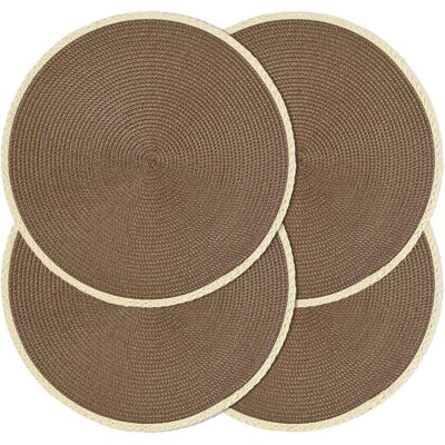 GRASSLIN Lot De 4 Sets De Table Ronds Tressés De 38,1 Cm, Antidérapants, Lavables À Bords Fins Pour Décoration De Table De Cuisine, Salle À Manger (marron, 4)'bord Fin Beige, Marron 4 Pcs'bord Fin Beige, Marro - Publicité GRASSLIN Lot De 4 Sets De Table Ronds Tressés De 38,1 Cm, Antidérapants, Lavables À Bords Fins Pour Décoration De Table De Cuisine, Salle À Manger (marron, 4)'bord Fin Beige, Marron 4 Pcs'bord Fin Beige, Marro - Publicité