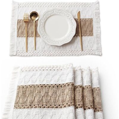 Cellfast Sets De Table - 4 Sets De Table Bohèmes En Toile De Jute, Décoration De Table Campagnarde, 30x50cm - Publicité Cellfast Sets De Table - 4 Sets De Table Bohèmes En Toile De Jute, Décoration De Table Campagnarde, 30x50cm - Publicité