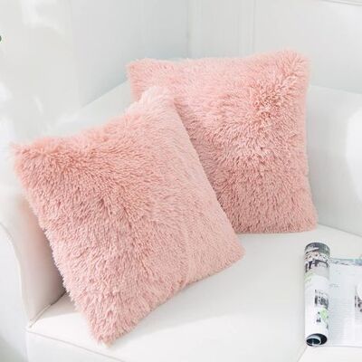 ABYSSE Housse De Coussin Décorative En Fausse Fourrure Polaire Douce De Luxe, Sans Insert, 45 X 45 Cm, Rose, Lot De 2 - Publicité ABYSSE Housse De Coussin Décorative En Fausse Fourrure Polaire Douce De Luxe, Sans Insert, 45 X 45 Cm, Rose, Lot De 2 - Publicité