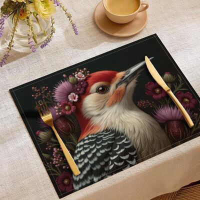 GRASSLIN Lot De 4 Sets De Table Pic Fleurs, Résistant À La Chaleur Coton Et Lin Réalisme Illustration Rouge Set De Table - Lavables Et Antidérapants, Pour Décoration De Cuisine À Manger, 45x30cm'rouge/pic Fleu - Publicité GRASSLIN Lot De 4 Sets De Table Pic Fleurs, Résistant À La Chaleur Coton Et Lin Réalisme Illustration Rouge Set De Table - Lavables Et Antidérapants, Pour Décoration De Cuisine À Manger, 45x30cm'rouge/pic Fleu - Publicité