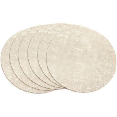 Vision Lot De 6 Sets De Table Ronds, Réversibles, En Similicuir Résistant À La Chaleur, Imperméables, Oléofuges Et Lavables, Pour Intérieur Et Extérieur (beige) - Publicité Vision Lot De 6 Sets De Table Ronds, Réversibles, En Similicuir Résistant À La Chaleur, Imperméables, Oléofuges Et Lavables, Pour Intérieur Et Extérieur (beige) - Publicité