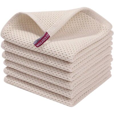 ECLEANFY Torchons , Lot De 6, 34 X 34 Cm, Torchons Doux, Torchons De Cuisine, Torchons De Cuisine Absorbants, Blanc Cassé - Publicité ECLEANFY Torchons , Lot De 6, 34 X 34 Cm, Torchons Doux, Torchons De Cuisine, Torchons De Cuisine Absorbants, Blanc Cassé - Publicité